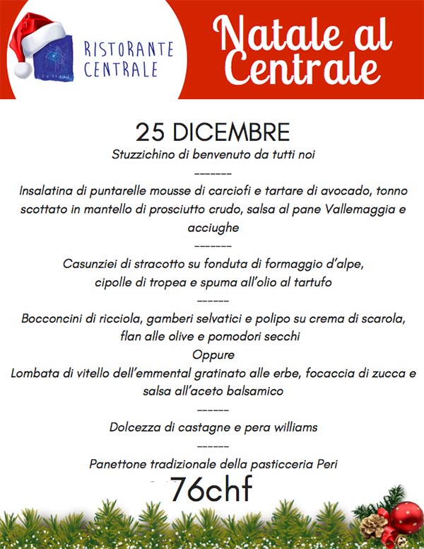 Menu Di Natale In Ristorante.Menu Pranzo Di Natale Ristorante Centrale Losone